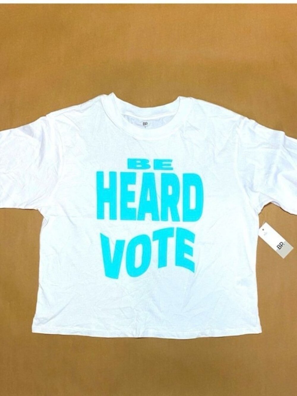 Nordstrom White Tee with Blue Graphic Be Heard VOTE 1X